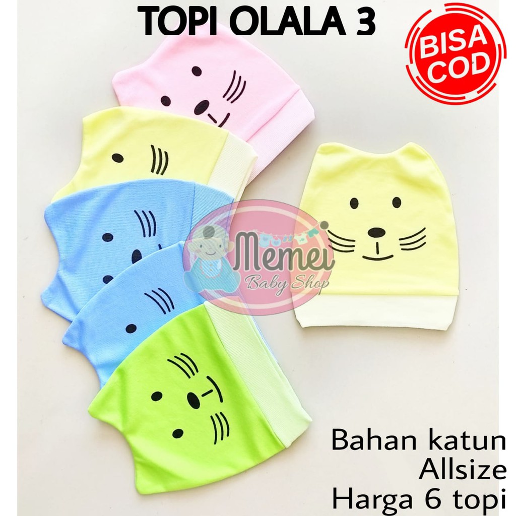 1 LUSIN (12 pcs) Topi bayi OLALA harga grosir TERMURAH