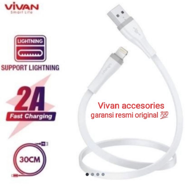 VIVAN SL30S 2A,30CM Apple Quick Charge SR Extended Protection Flat Design Data Cable WHITE