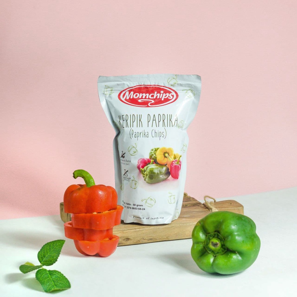 Keripik Paprika Momchips Cemilan Sehat Keluarga Snack Sehat Buah &amp; Sayur GLUTEN FREE 50gr