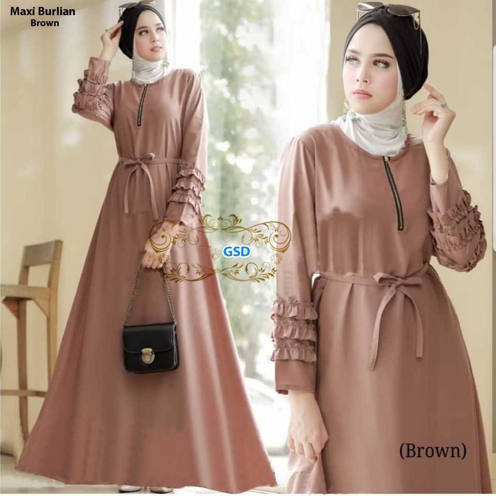 maxi burlian/terusan dress gamis syari cewek/baju muslim wanita/pakaian syari wanita hijab/maxi dres