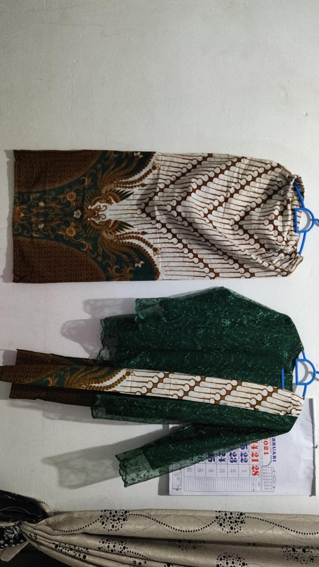 [ Termurah ] Couple Batik Mika Series Parang Hijau Pita Cassandra Nirmala Free Selendang