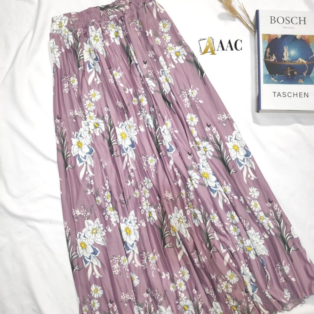 Rok Plisket Premium Motif Bunga Allsize Fit XL