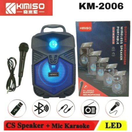 Speaker Bluetooth Led Mic Karaoke Portable Wireless Speker KIMISO KM 2006 KM-2006 + Microphone