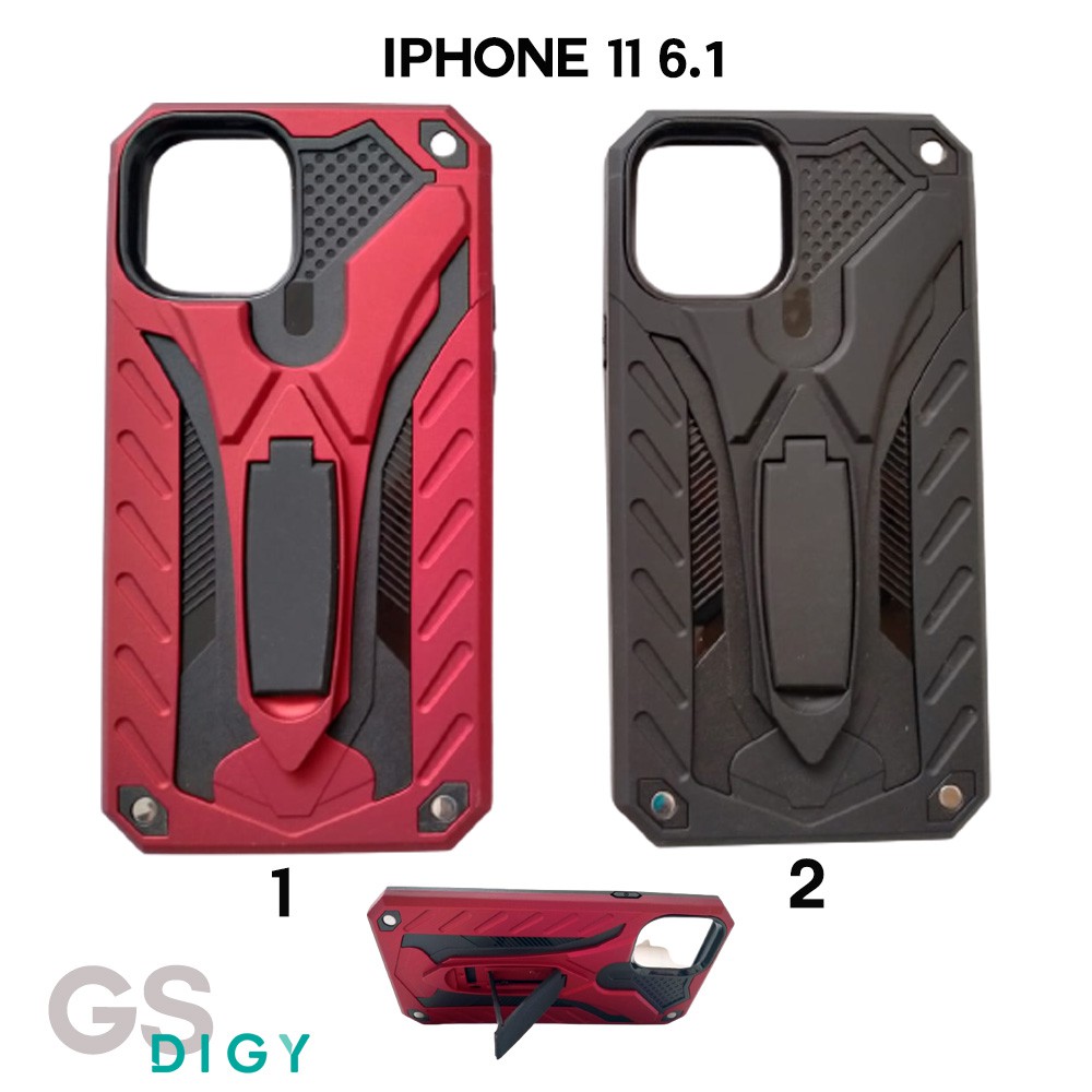 Casing hp IPHONE 11 6.1 Case Robot Standing Spigen Ironman cewe cowo case import murah