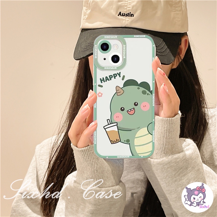 Compatible For iPhone 14 13 12 11 Pro Max SE2020 X XR Xs Max 7 8 6 6s Plus Case Cute Cartoon Small Dinosaur Couple Lens Protection Clear Phone Case Soft Shockproof Protection Cover