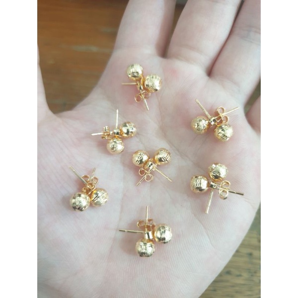 giwang anting pentol bola gold emas asli 375 8k muda murah 1 gram 1 gr