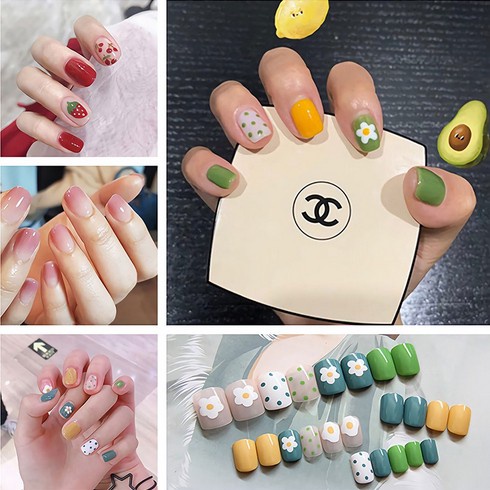 (24 PCS) PRETTY NAILS Kuku Palsu Baru /Stiker Kuku Tahan Air Free Lem 2gr R001-R040 (VHJKT)