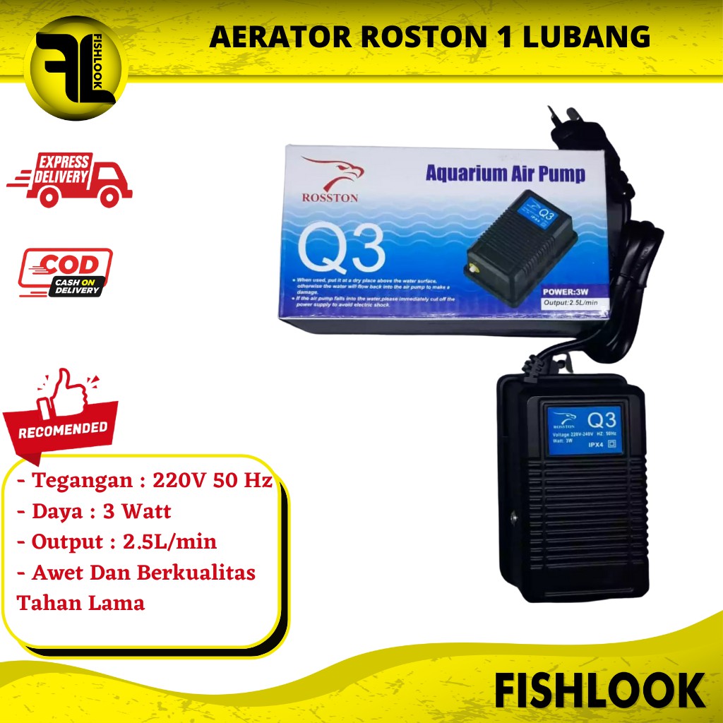 ROSSTON Q3 MESIN AERATOR POMPA ANGIN GELEMBUNG UDARA AQUARIUM ROSTON