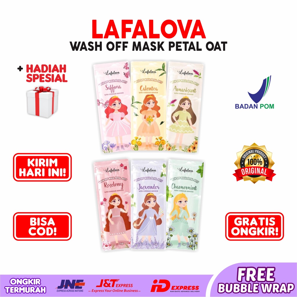 Lafalova Organic Mask BPOM Wash Off Petal Oat Facemask Organik Vitamin E Original BPOM Masker Wajah 