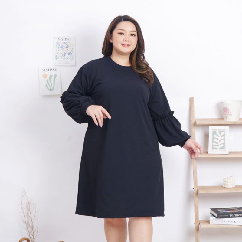 XXXXL 4XL 4L BIGSIZE DRESS RAJUT DRESS JUMBO KNIT DRESS LENGAN PANJANG