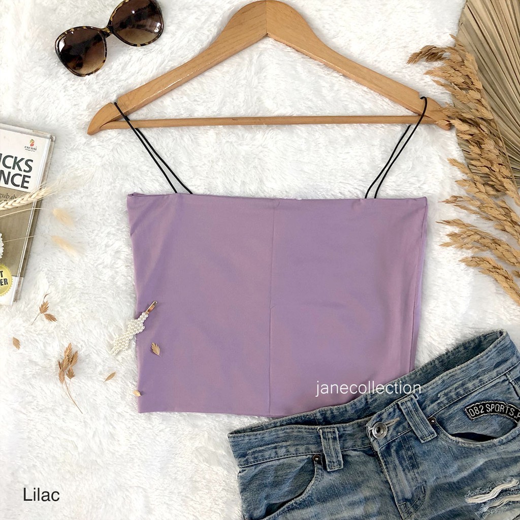 JANE COLLECTION || Atasan Wanita Tanktop Square Neck Atasan Tank Top Hitam Crop Kamisol Inner Putih Tengtop Tali Spaghetti Satu Lilac Quadrat Top