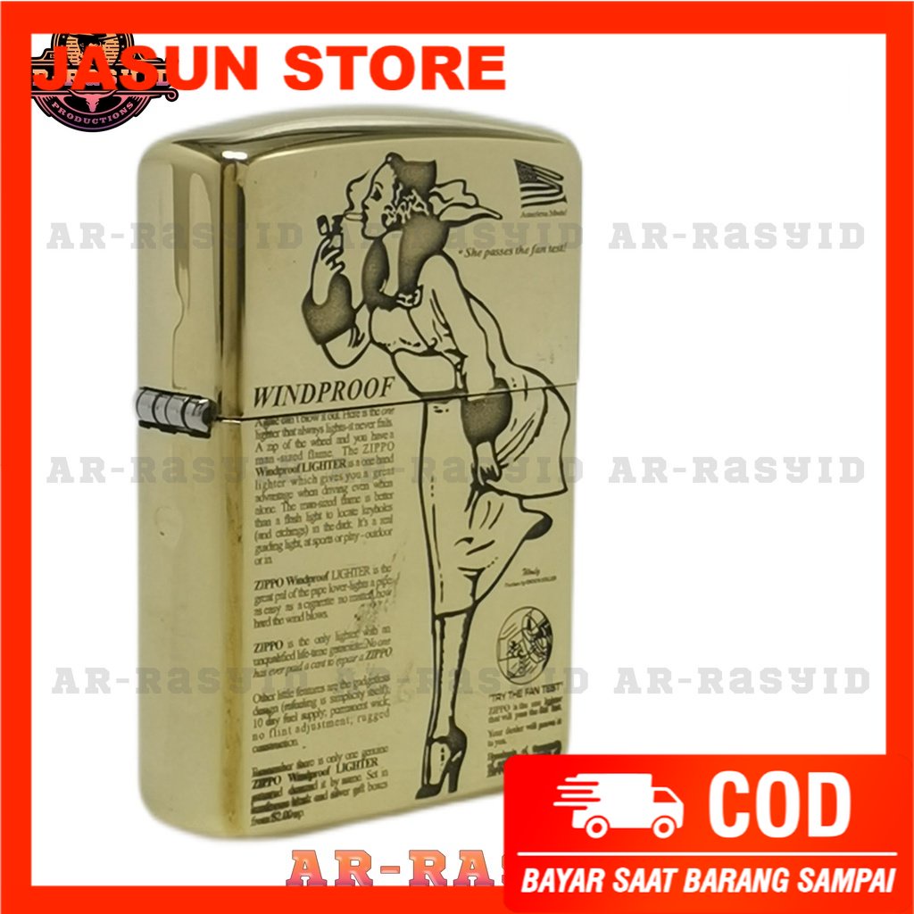 Korek Api Minyak Zippo Gold Ukir Motif Zippo Windproof 168 3962-6