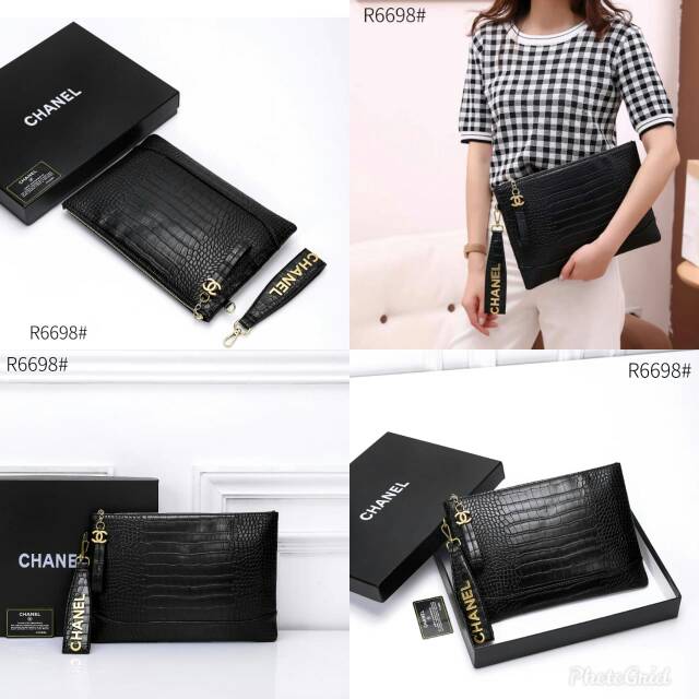 Hoh CHANEL OCASE CLASSIC CROCO GHW WITH BOX R6698*