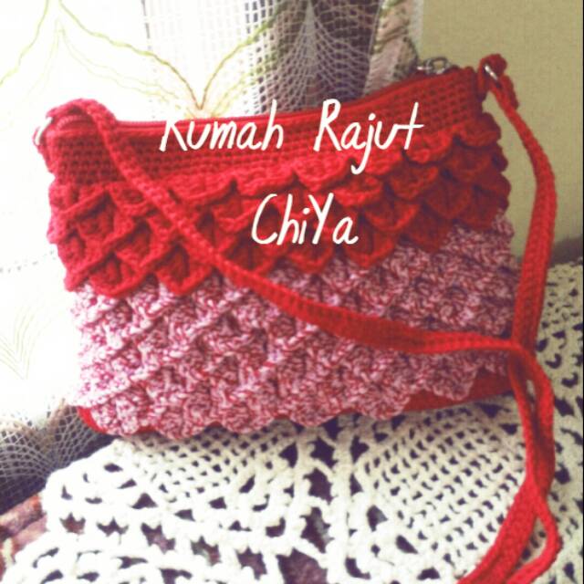 Tas rajut mini motif crocodile stich