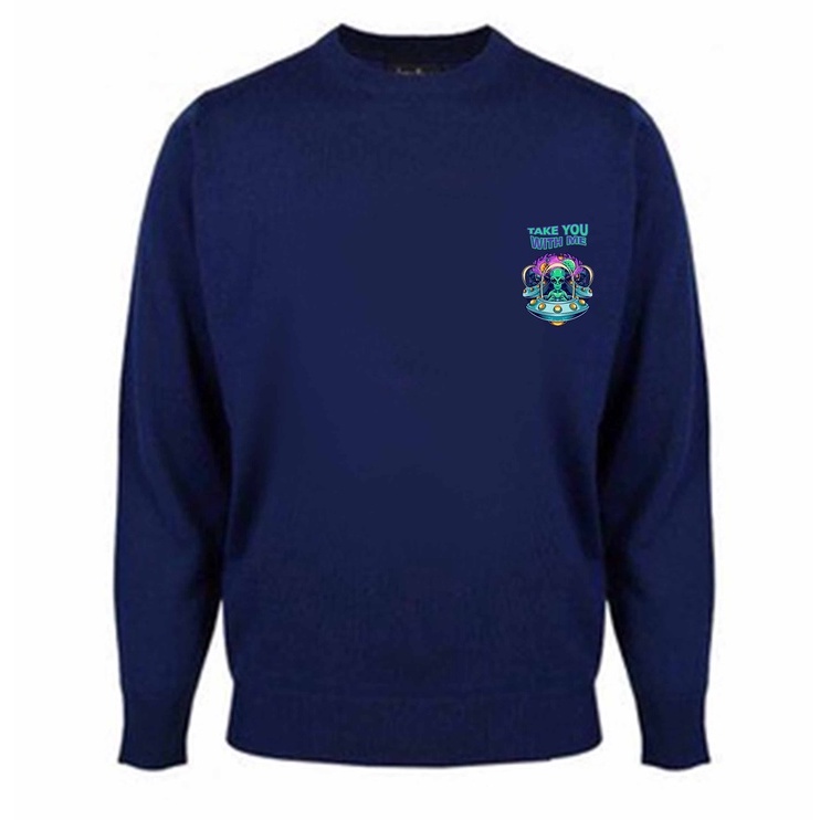 Sweater Crewneck Alien Take me with you Pria Fleece Size M - XXL