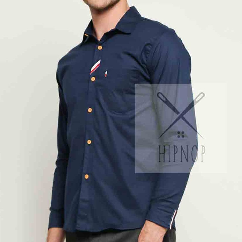 HipNop Kemeja Pria SIZE L Lengan Panjang SlimFit Atasan Pria Formal Kasual Polos Pakaian Cowok MIX