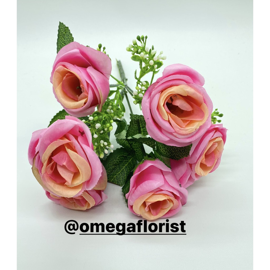 Bunga Kuncup Tropis Rose Artificial Bunga Artificial/Bunga Plastik/Bunga Dekorasi/Dekorasi Pernikahan/Pernikahan-Pink Tua