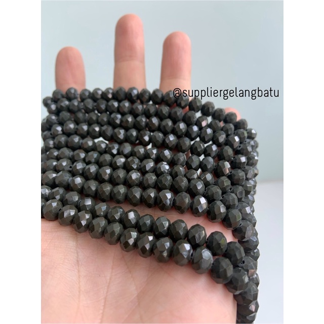 Kristal Ceko 8mm BLACK CHARCOAL warna hitam arang limited ekslusif