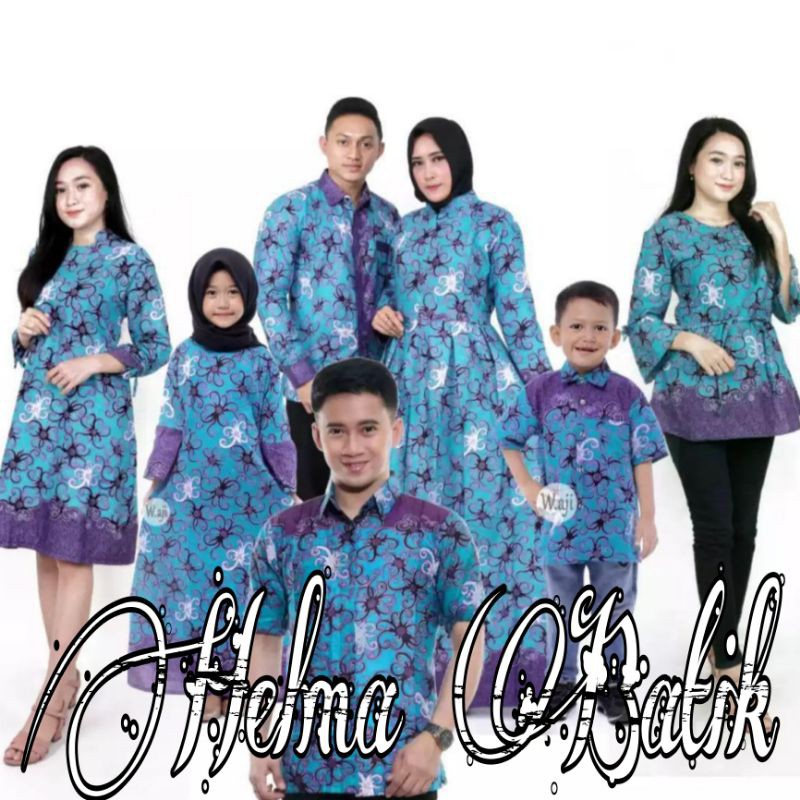 Batik Couple Keluarga Sania Ruffle Ori Ndoro Jowi Dnt Motif Biru Cumi