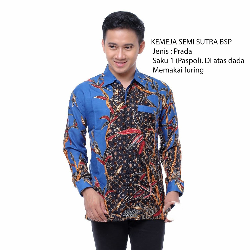 Kemeja Batik Semi Sutra Pria | Hem Batik Semi Sutra Pria | Kemeja Batik | SS0017