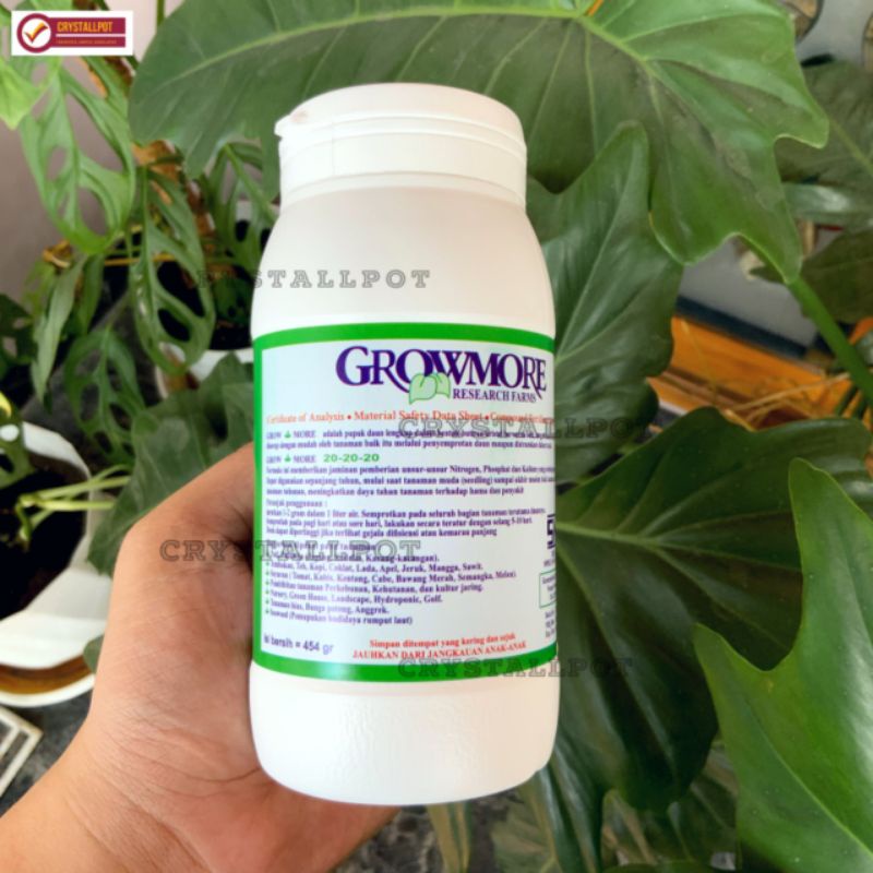 Pupuk nutrisi npk GROWMORE 20-20-20 untuk buah,bunga,daun dan akar (454gr) - GROWMORE BOTOL 20-20-20 SEIMBANG