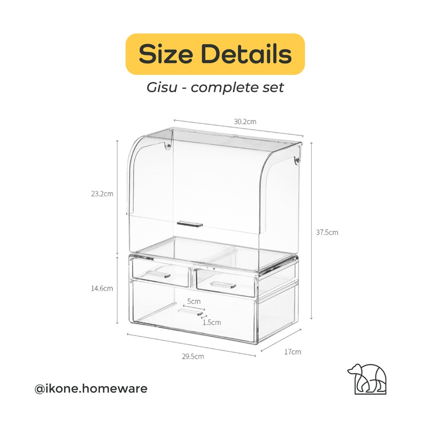 【IKONE】GISU Skincare Organizer Table Acrylic Organizer Make Up Organizer Rak Kosmetik Akrilik Penyimpanan Make Up Tempat Perfume Kotak Penyimpanan