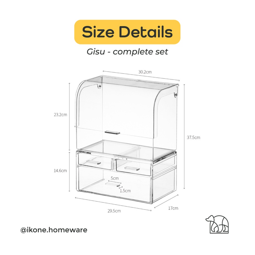 【IKONE】GISU Skincare Organizer Table Acrylic Organizer Make Up Organizer Rak Kosmetik Akrilik Penyimpanan Make Up Tempat Perfume Kotak Penyimpanan