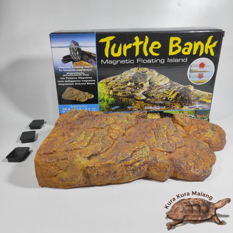 exoterra turtle bank medium / basking kura kura air turtle