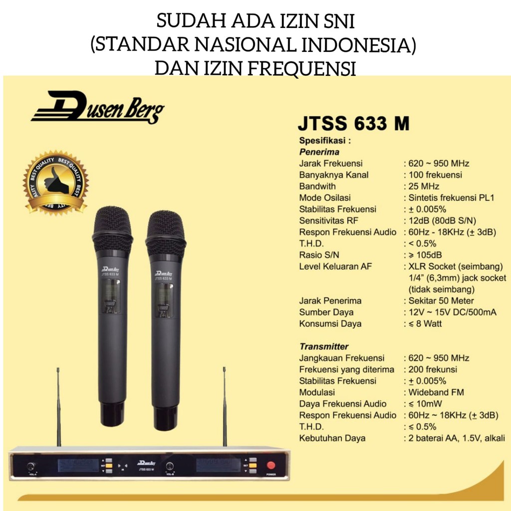 Mic Wireless Dusenberg JTSS 633 M Dusen berg Jtss 633M Jtss633 M Original