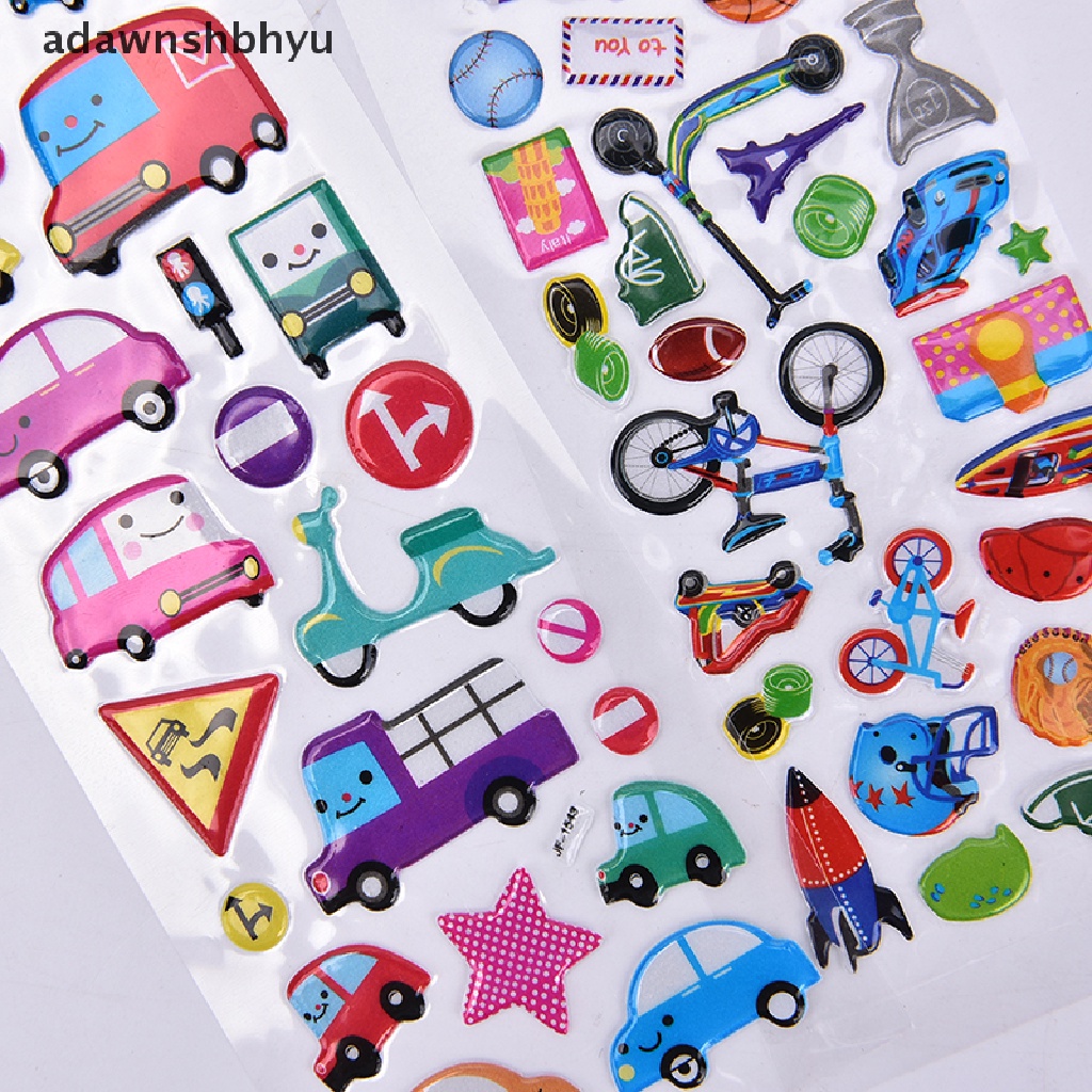 Adawnshbhyu 2Pcs Kartun Gelembung Stiker Diary Transportasi Notebook Sticker Label Dekorasi