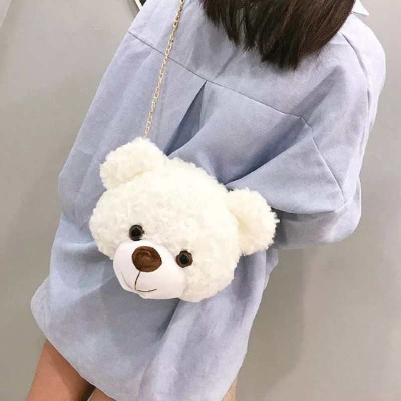 Tas Selempang BERUANG merangkul /tas boneka /tas bulu /tas selempang mini,,