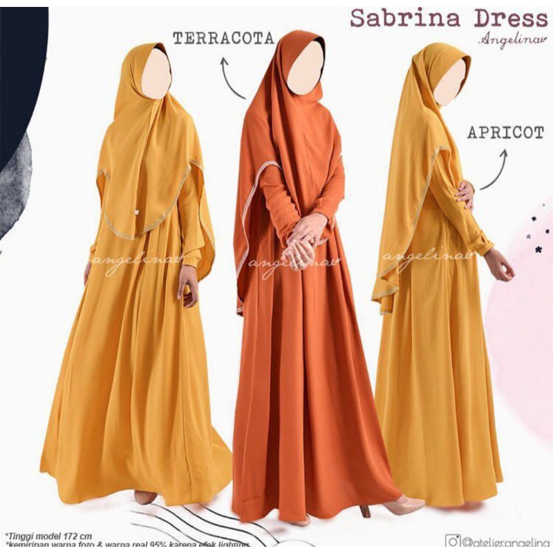 ATELIER ANGELINA SABRINA DRESS(S) SET SHABIRA KHIMAR(L) APRICOT PRELOVED# DITSY