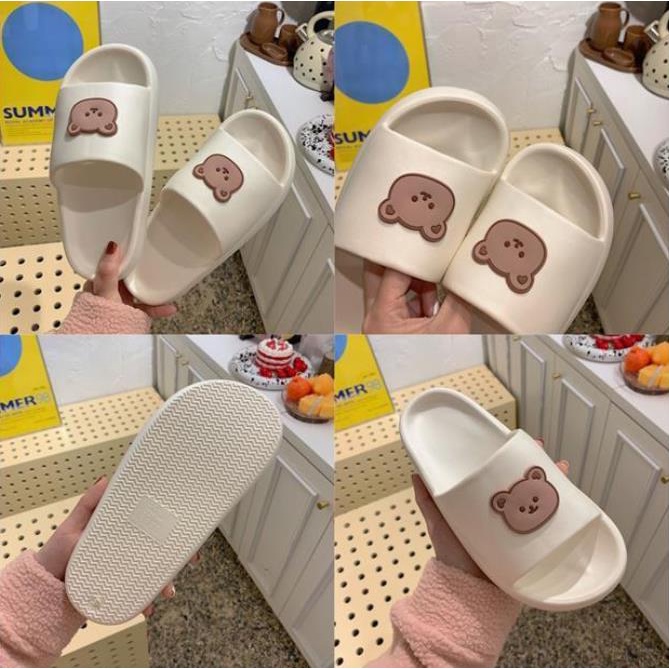 Sendal Slop Sandal Karet EF04 Cute Bear Sandal Slop Slip On Teplek Wanita Sandal Cewek PRIA ACC