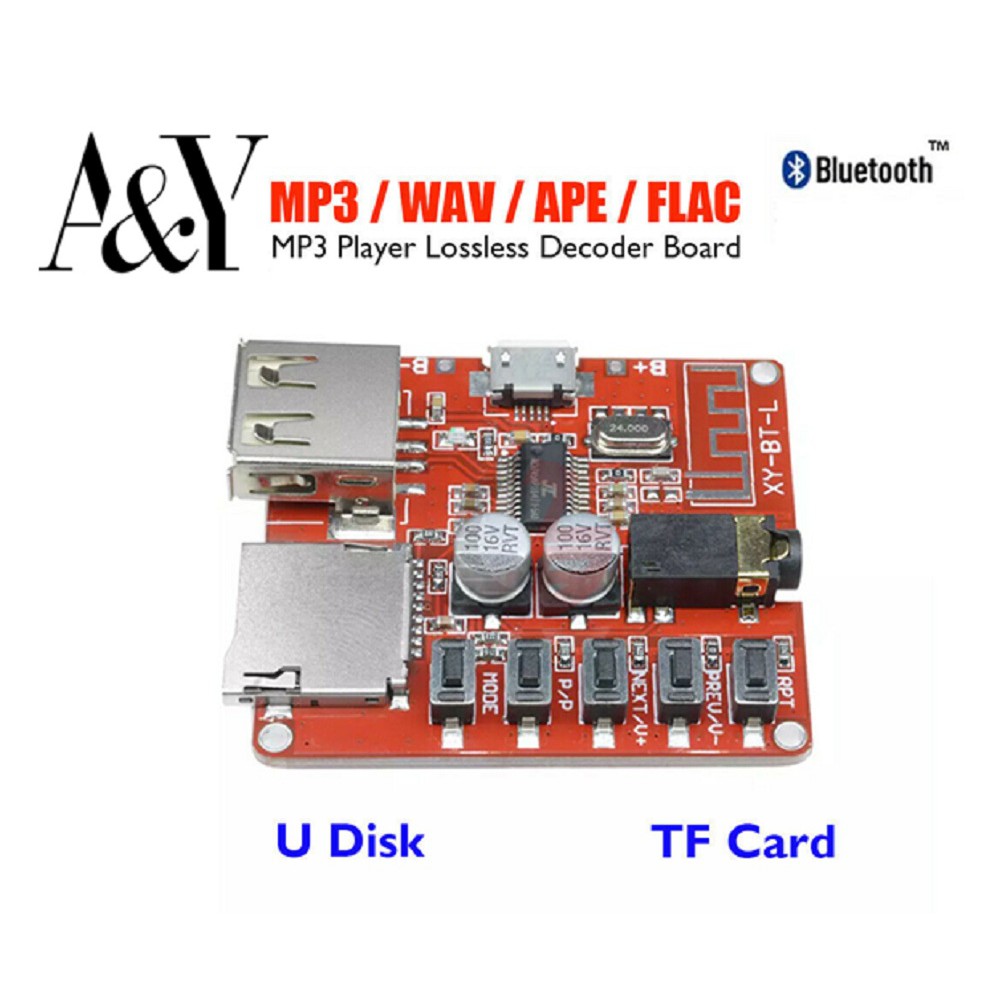 Modul MP3 Player Bluetooth 4.1 Audio Decoder Board Micro USB TF SD Card Stereo Wireless 3.7V-5V