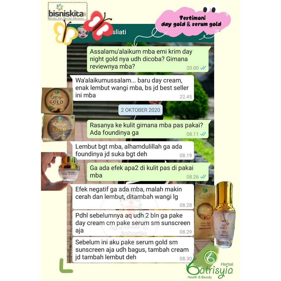 Batrisyia Herbal Gold Night Cream, Krim Malam berbalut Emas [15 gr]