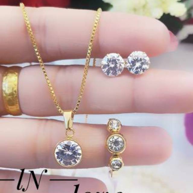 Titanium set perhiasan lapis emas 24K 2208