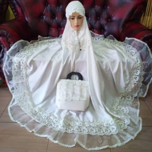 SET MUKENA SATIN MAXMARA VELVET RENDA BORDIR TEBAL ORGANZA PUTIH MAROON ABU GOLD CANTIK MURAH ORI