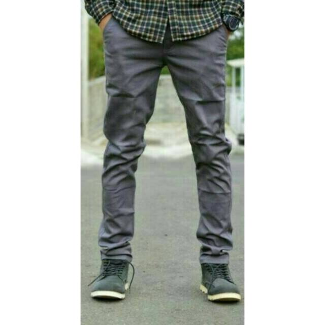  Celana  chino chinos celana  panjang pria  hitam  darkgrey 