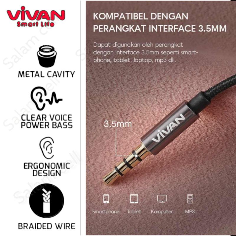 Headset Vivan Q11S Metal Bass Ergonomis Bergaransi Original