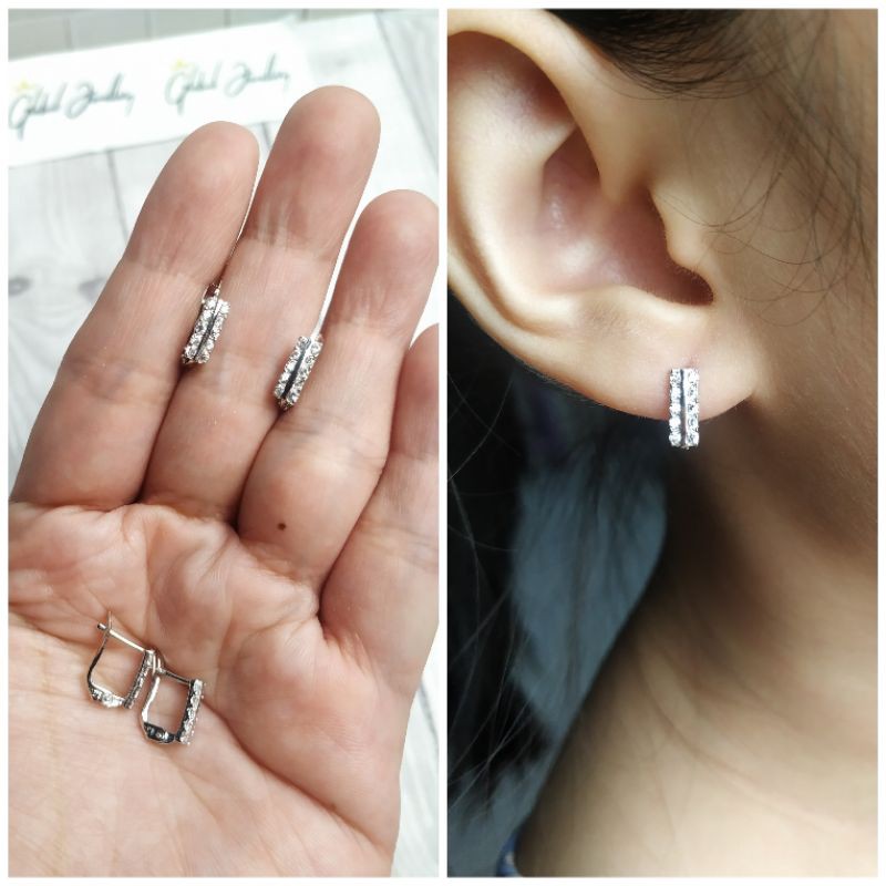 ANTING JEPIT SIMPLE PERAK ASLI LAPIS EMAS PUTIH S925 CC233