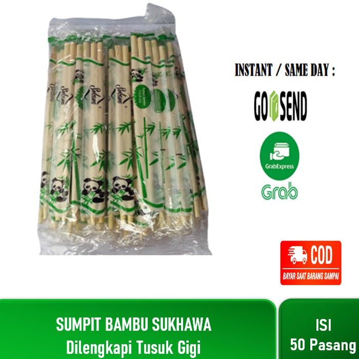 Sumpit Bambu + Tusuk Gigi Isi 50 Pasang / Sumpit Sukawa / Sumpit Panda