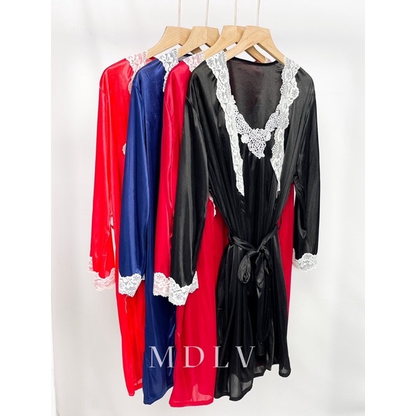 MDLV ~ Kimono Set Velia Daster Outer Sleep wear Satin