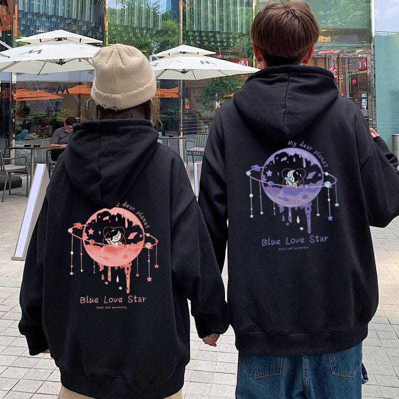 MYSTIQUE.ID-HOODIE COUPLE BLUE LOVE STAR LUCU DAN AESTHETIC