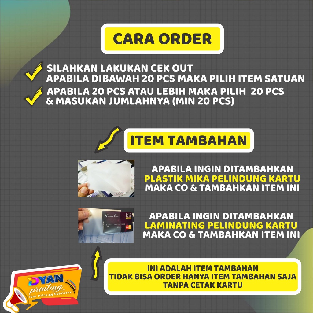 CETAK BERBAGAI MACAM KARTU &amp; ID CARD ANTI LUNTUR BAHAN PVC CARD