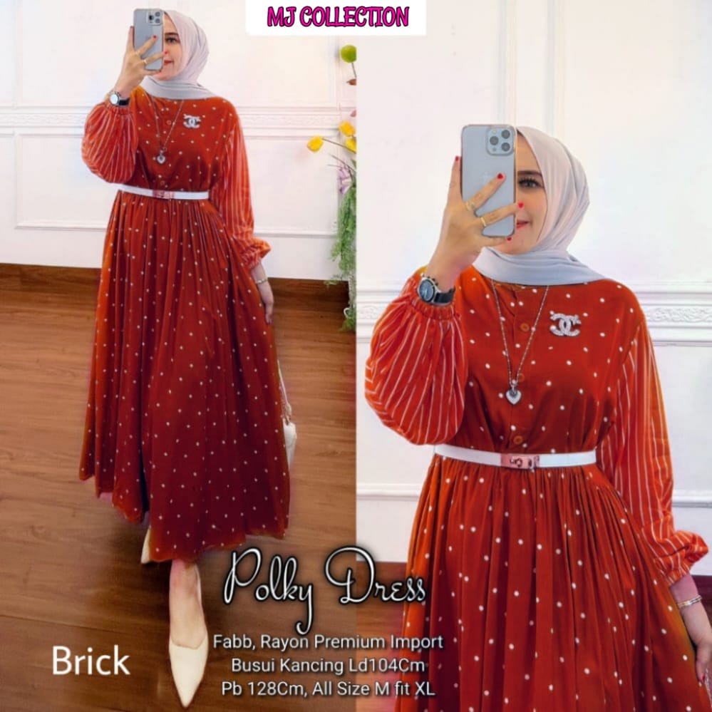 GAMIS/DRESS BUSUI BERKANCING ~ BAHAN RAYON IMPORT PREMIUM ~ POLKY DRESS ORIGINAL MJ COLLECTION