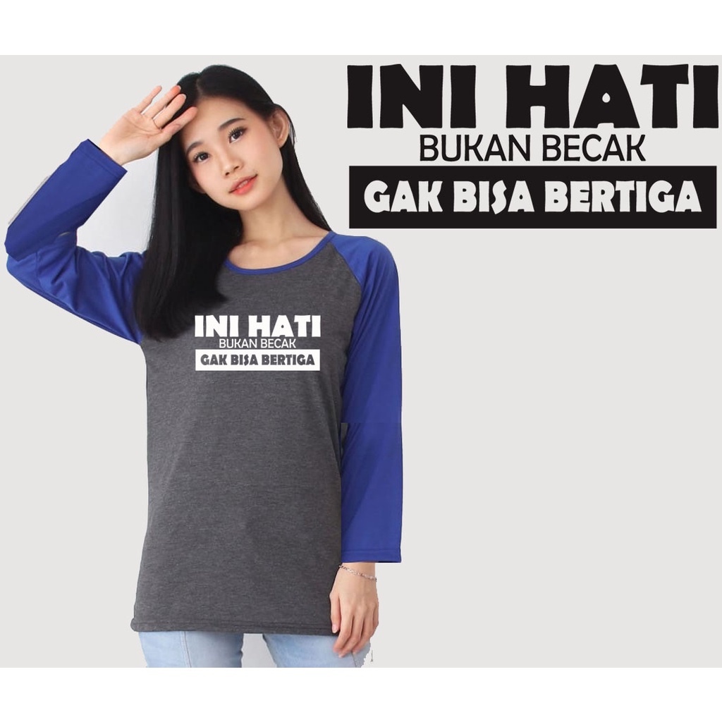 Kaos Raglan Abu Tua Lengan Panjang Gambar Hati Becak