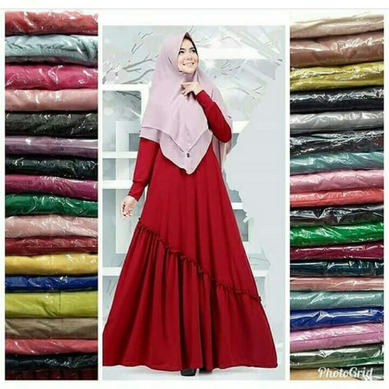 Gamis Jersey Polos Rempel Zahra Bigsize XXL