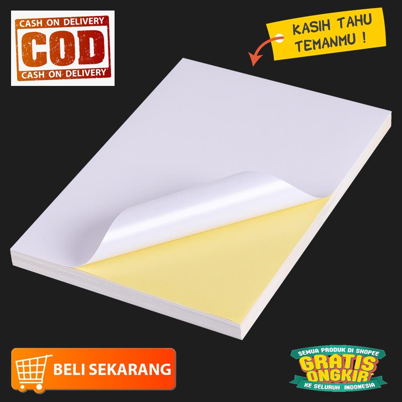 

Kertas Stiker Printer Inkjet Isi 50 Lembar / Sticker Glossy Mengkilap