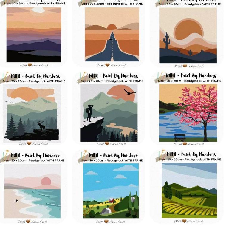 

9.9 FLASH SALE mini diy paint by number kit ready jakarta. painting by numbers 20x20cm - world serie