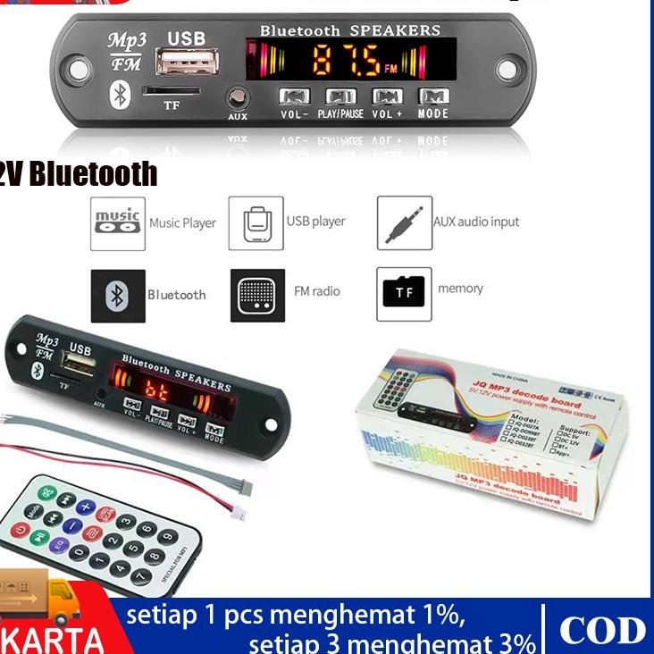 Produk Favorit Mp3 12V bluetooth 5.0 FM radio TF card USB AUX Kit modul